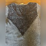 American Age Women’s XS Ribbed Long Sleeve Gray Shirt w/ Lace Detail On Back Photo 4