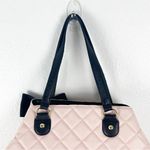 Betsey Johnson  Pink Diamond Quilted Double Straps Bow Accent Tote Bag Photo 7