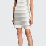 Theory  Cherry Striped Ribbed Shirt Dress Fitted Bodycon Grey White Luxury Casual Photo 0