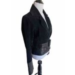 Kenar  Women's RARE Black Suede Leather Belted Jacket W Shiny Leather Accent Sz M Photo 1