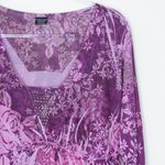 Faded Glory  Womens Floral Babydoll‎ Top Size 2X Embellished Purple Whimsigoth Photo 1