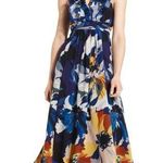 Jones New York size 16 Floral Halter Maxi Dress - Blue and Orange Photo 0
