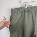 Talbots  Cotton Linen Olive Green Pull On Wide Leg Crop Pants Womens Plus 2x Photo 2