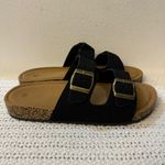 Women’s Sandal Slides– Adjustable Buckle Slippers, Lightweight with Cork Footbed Black Size 8 Photo 5