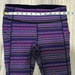 Lululemon  Purple Stripe Wunder Under Cropped  Athletic Leggings Pockets Size 6 Photo 5