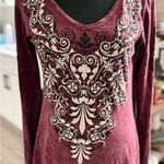 Vocal Burgundy and Black Embroidered Top Vintage fringe Photo 0
