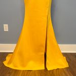 Vibrant Yellow One Shoulder Ruffle Dress Size Large Gold Photo 3