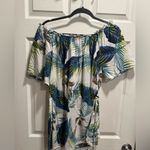 Blue Island Women's Blue/Green Tropical Blouse Bare shoulder. Size M Photo 5