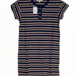 Madewell Dress Women XXS Striped Henley Tee Dress Hemp Blend Preppy Casual Photo 0