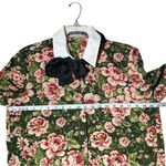 ZARA Floral Bow Neck White Collar Blouse Katie Krause Top Shirt large Photo 2