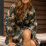 Printfresh Bagheera Tiger Printed Striped Quilted Reversible Belted Robe L / XL Photo 0