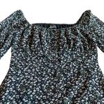 Lulus  Navy Floral Print Mini Dress Long Sleeve Off-Shoulder Size Small NWOT Photo 1