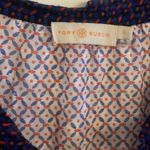 Tory Burch Gwenna Printed Tunic Top Size 2 Red and Blue Semi Sheer Photo 2