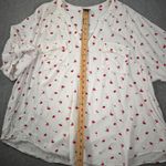Torrid Harper Lips Lollipop Flirty Blouse Women's 4/4X V-Neck White Red Pockets Photo 3
