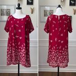 Rising International Red Shift Dress Chiffon Bird Print XL Photo 1