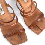 MIISTA LONDON Joanne Clay Croc Sandals Square Split Toe Brown Leather EU 38 7.5 Photo 6