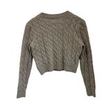 H&M Cable Knit Cropped Cardigan Taupe Small Gold Buttons Soft Knit Cottagecore Photo 1