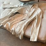 Elie Tahari  Women’s Creme Geuine Leather Long Jacket Size Small Photo 1