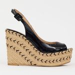 Valentino Garavani Valentino patent leather chevron espadrille slingback wedge sandal IT 38 US 8 Photo 1