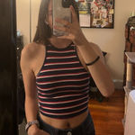 Wild Fable Top Women XS Blue Red Halter Sleeveless Crop Tank Top Photo 0