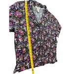 Sag Harbor Black Purple Floral Short Sleeve Button Up Midi Skirt Set PXL Photo 9