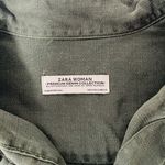 ZARA Woman Premium Denim Collection Forest Green Button Down Shirt Photo 7