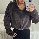 Urban Outfitters  Angela Fleece cropped quarter half zip gray s uo Photo 2