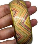 VTG Chevron Zigzag Colorful Rainbow Bangle Bracelet Gold Tone Retro Geometric 3" Photo 0