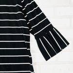 Tickled Teal  Women's XL Top‎ Black White Striped Bell Sleeve Round Neck Photo 9