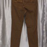 Old Navy Navy Blue & Burnt Orange Houndstooth Pixie Ankle Dress Pant Photo 4