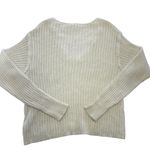 AEMI+CO Sweater Womens Small Cream Ribbed V Neck Pullover Long Sleeve Knit Soft Photo 1