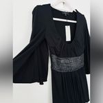 NWT Sky Low Cut Belted Butterfly Sleeve Top Black Size Small Photo 4