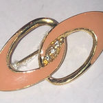 Angel Brand Elegant Gold Tone and Pink Enamel Interlocking Vintage Brooch Photo 0