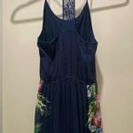 Candie's Navy Blue Sleeveless Maxi Dress With Tropical Floral Palm Leaf Details Photo 7