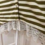 LOGO Lori Goldstein Cozy Feminine Striped Thermal Knit Cardigan Lace Trim Sz XL Green Photo 2