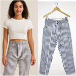 American Eagle  High Rise Taper Cotton Pants Striped Size 6 Photo 1