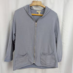 Ladies' Vintage Distressed LL Bean Sweatshirt Hoodie Cardigan Large Blue Photo 2