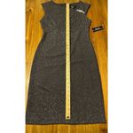 S.L Fashions Pleated Evening Dress Size 6 Gray Glitter Accents Rhinestone Brooch Photo 9