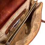 Vintage EM MAY Kilim and brown leather satchel shoulder bag. Photo 14