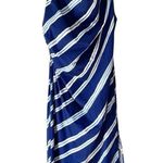Mango MNG Summer Bare Shoulders Blue Stripe Dress size 14 Photo 0
