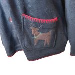 Marisa Christina Womens Black Fleece Holiday Jacket Medium Appliqués Christmas Photo 1