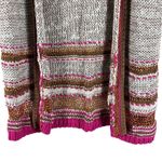 Chico's NWT Knit Cardigan Womens S Tan Pink Striped Open Neutral Boho Artisan Photo 2