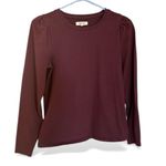 Madewell Cotton Puff-Sleeve Tee in Burgundy / Dark Fig Women's Size Small Photo 2