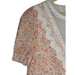 Molly Bracken Floral Dress Crochet Lace Yoke Puff Sleeve Orange Size Small New Photo 3