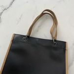 Longchamp VTG Tote Black Beige Leather Trim Tall Handbag Retro Chic minimalist Photo 6