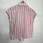 Old Navy  Linen Striped Button Down Tie Top Photo 4