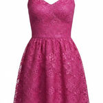 Fifteen Roses Lace Dress Floral Racerback Spaghetti Strap Begonia Pink Size 10 Photo 0