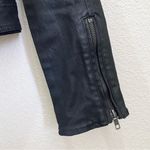 Free People OB418010 Black Coated Waxed Jeans Draped Front Cropped Moto Jacket 6 Photo 5