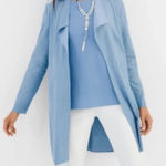 Chico's Chico’s Faux Suede Jacket Blazer Long Line Duster River Blue Snakeskin Size L Photo 0