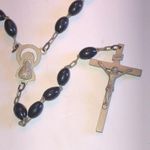 Vintage Black & Silver Tone Beaded Rosary Christian Religious Necklace Photo 2